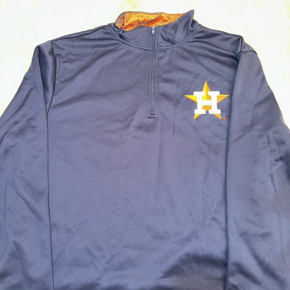 Houston Astros Mens Size M Pullover Sweater MLB Quarter-Zip Official Top‎